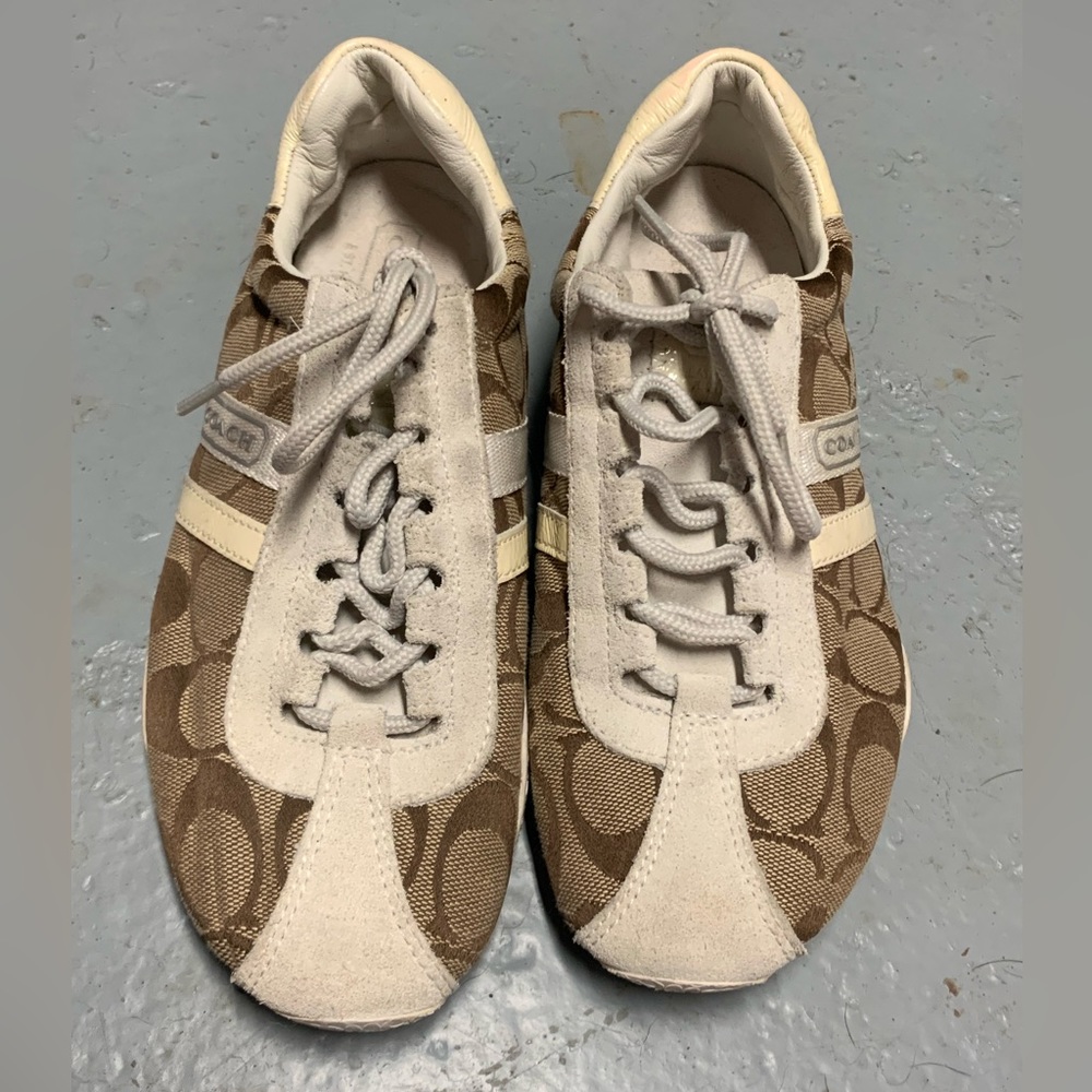 Coach Women's Brown and Cream Sneakers